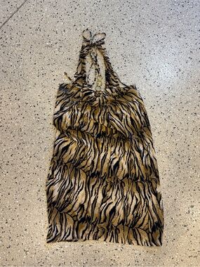 Cache Tiger Print Halter Camisole - Brown & Black
